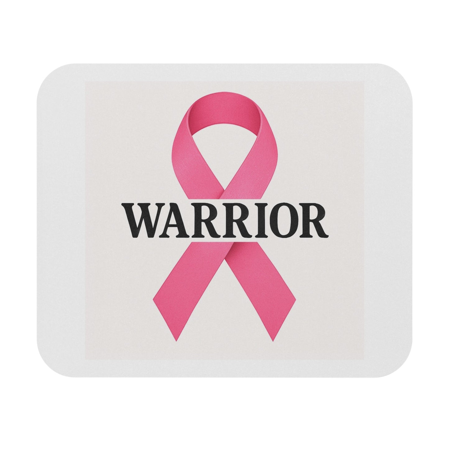 Pink Ribbon Warrior Mouse Pad | Gift for Breast Cancer Awareness, Office Decor, Inspirational Decor, Support Merchandise
