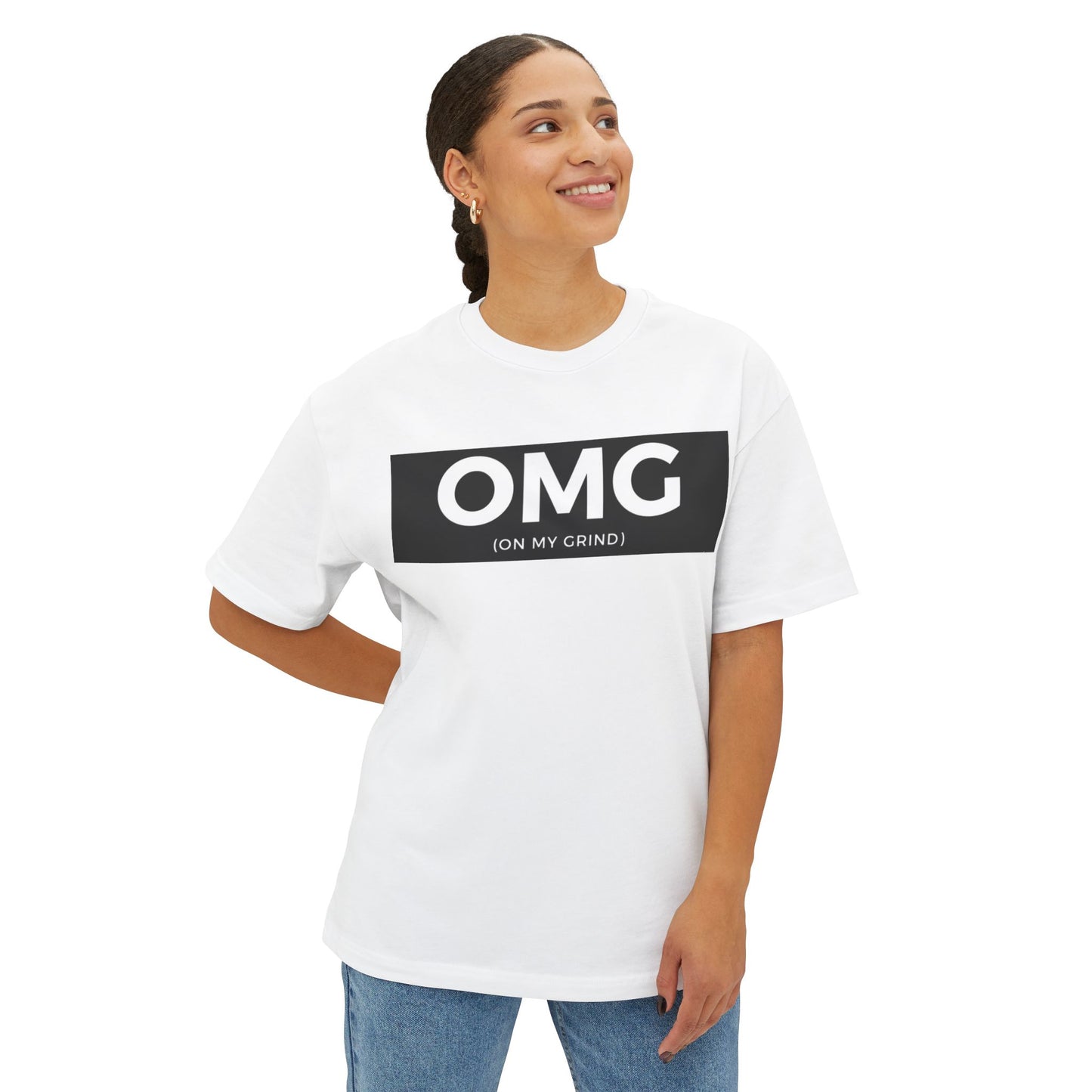 Unisex Oversized Boxy Tee - OMG (On My Grind) Graphic T-Shirt